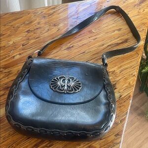 Vintage Black Leather Shoulder Bag